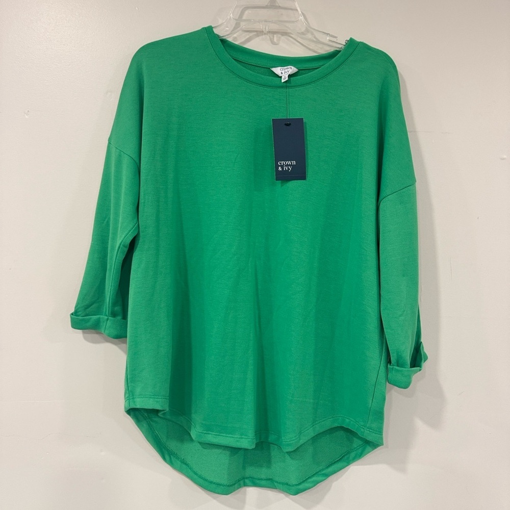 NWT Crown & Ivy Women's Vibrant Green Long Sleeve Top Size Medium